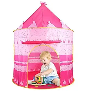 Zemic Hut Type Kids Toys Jumbo Size Play Tent House for Boys and Girls Age 1 Year to 12 Years 100 x 100 x 147 cm Pretend Playhouse, Made in India - Pink