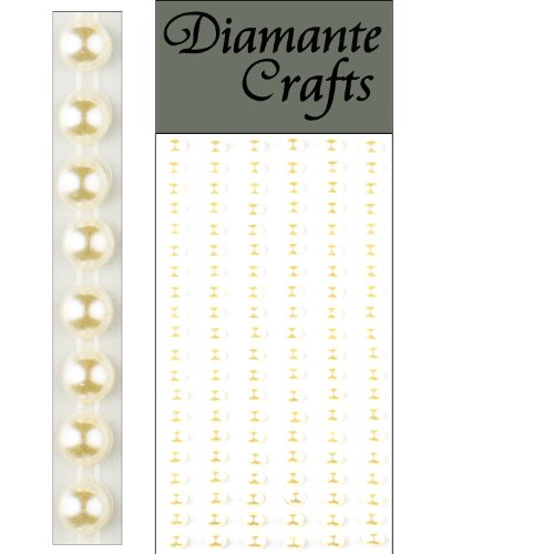 120 x 5mm Ivory Pearl Self Adhesive Strips Rows Rhinestone Body Vajazzle Gems - created exclusively for Diamante Crafts