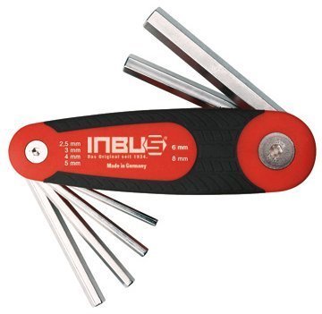 INBUS® 70136 Inbusschlüssel Set Klapphalter 6tlg. 2,5-8mm | Made in Germany | Innensechskant-Schlüssel | Winkel-Schlüssel | metrisch | Fahrradwerkzeug