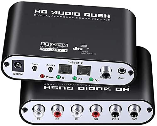 Etzin 5.1 Audio Rush Digital Sound Decoder Converter Optical SPDIF Coaxial R/L Audio to 5.1CH Analog Audio 6RCA Output