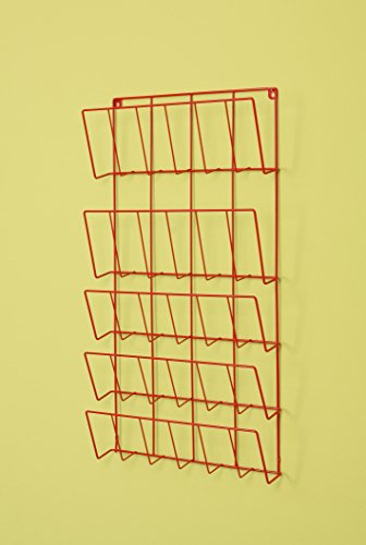 Bücherregal Metall, Hochformat, Höhe: 84 cm, Breite: 50 cm, Tiefe: 9 cm, Zeitungsständer, Zeitschriftenhalter, Bücherhalter, einfache Montage – Zeitungsregal Zeitschriftenständer Wartezimmer - 2