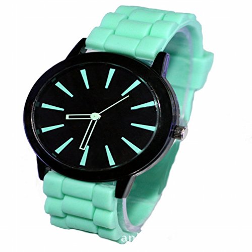 Orrorr Mint Green Silikon-Gummi Jelly Jel -Band-Sport Unisex Damen Herren Analog Quarz-Armbanduhr Orrorr Mint Green Silikon-Gummi Jelly Jel -Band-Sport Unisex Damen Herren Analog Quarz-Armbanduhr