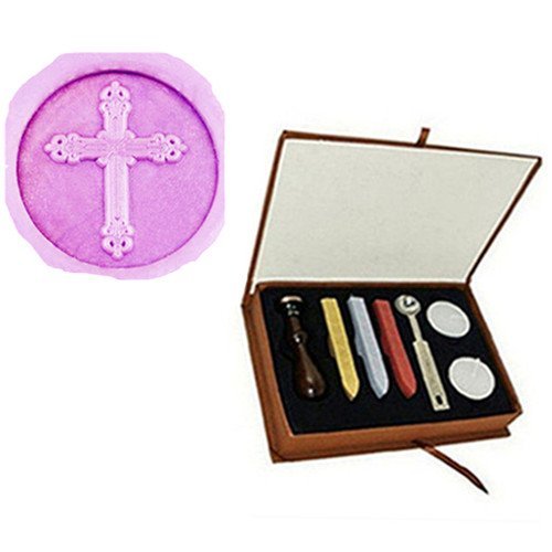 MDLG Vintage Jesus Cross Wedding Invitation Custom Picture Logo Wax Seal Sealing Stamp Sticks Spoon Gift Box Set Kit