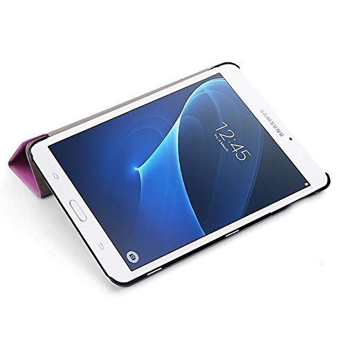 Lederhülle für Samsung Tab A T280 – PU Leder Flip Case Cover Folio Schutzhülle für Samsung Galaxy Tab A (2016) 17,8 cm (7 Zoll) SM-T280 Leder Tasche Hülle Skin Schale (Lila) - 6