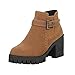 Produktbild YWLINK Damen Stiefeletten Martin Stiefel Runde Zehenschuhe Schnallenriemen Wildlederplatz Mittlere Fersen High Heels