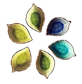 Astra tienda forma de hoja para aperitivos platos cerámica platos de café cuenco de porcelana, forma de hoja Salsa platos vajilla de Sushi, multicolor