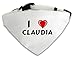 Produktbild Personalisierter Weißer Hundschal mit Aufschrift Ich liebe Claudia