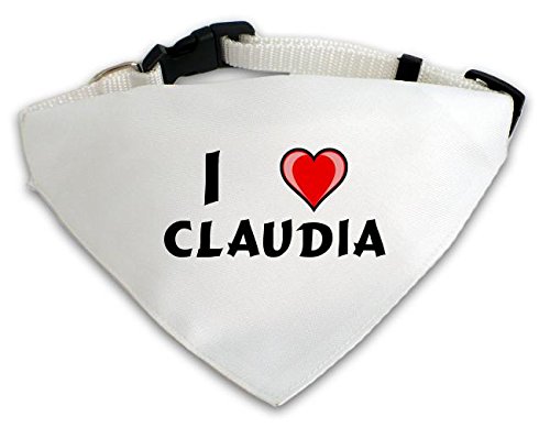 Preisvergleich Produktbild Personalisierter Weißer Hundschal mit Aufschrift Ich liebe Claudia