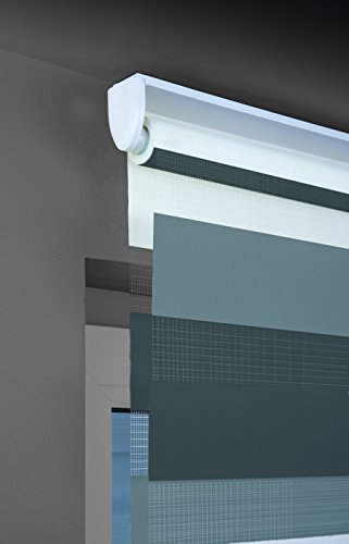 mydeco® Duo-Rollo Fensterrollo Klemmfix ohne Bohren, Farbe Triple: Weiß, Grau, Anthrazit 80 x 160 cm Seitenzugrollo Doppelrollo inkl. Klemmträger - 4