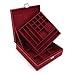 Produktbild OOSAKU 2-Lagen Schmuckkästchen Flanell Abschließbarer Jewelry Organizer Aufbewahrungskoffer mit Abnehmbarer Fachverriegelung für Halsketten Ohrringe Ringe Rot