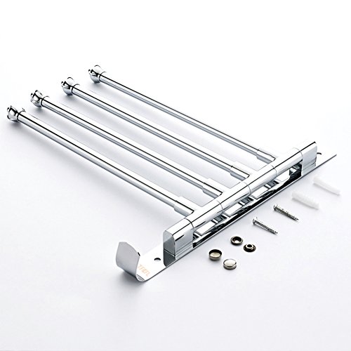 TFCFL Wandmontierte Edelstahl Handtuchstangen 4-Arm – Schwinge Arm Bad Küche Handtuchhalter Halter Hanger Organizer, poliert Finish - 4