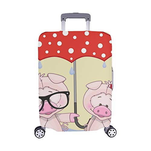 Preisvergleich Produktbild Grußkarte Zwei Schweine Regenschirm Spandex Trolley Reisegepäck-Schutzkoffer-Abdeckung 28,5 X 20,5 Zoll