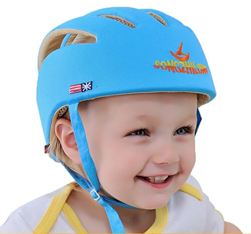 Ibepro® Infant Baby Toddler Safety Helmet Kids Head Protection Hat for Biking Walking Crawling Baby Children Infant Adjustable Safety Helmet Headguard Protective Harnesses Cap - Blue