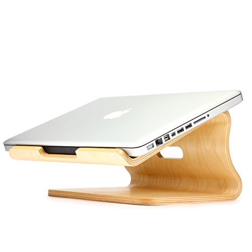 Laptopständer [Original Urcover®] Samdi Edition Echt Holz Notebookständer und Halter für Apple Macbook Pro/Retina Samsung Notebook Ständer Asus Laptop [Deutscher FACHHANDEL] Hell Braun - 9