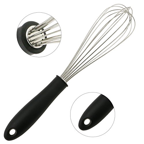 Bystep Küchen Schneebesen,Edelstahl Rührbesen,Ballonschneebesen,Schwerlast Draht Schneebesen mit Silikon Griff Küche Draht Ballon Schneebesen Eierschäumer Schlägerblender Küchenutensilien zum Mischen von Rühren Set von 2 10inch & 12inch - 4