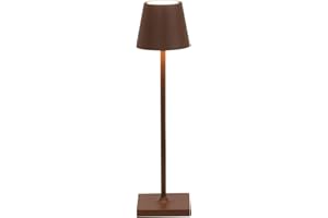 Zafferano, Poldina Micro, Lampe de Table Rechargeable et Sans Fil avec Contrôle Tactile, Convient pour le Salon et l'Extérieur, Dimmer 2200-3000 K, Hauteur 27,5 cm, Couleur Corten