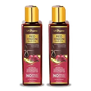 LA Organo Red Onion Hair Oil For Complete Hair Solution For All Hair Types, 200ml (Pack of 2)