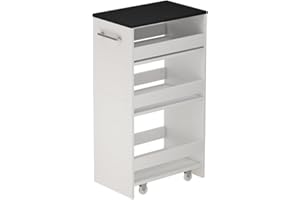 ‎VICCO Vicco Rollregal Rivo, rollbare Küchen-Minibar, Weiß/Anthrazit, 30 x 84.8 cm