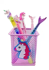 Sanjis Enterprise combo gift set include 1 Uniicorn Penstand,2 Uniicorn Pen,1 Mermaid Pen,1 Mermaid Pencil and 1 Uniicorn Pencilfor Womens Girls kids stationary set|Birthday Return Gift(Pack Of 6)