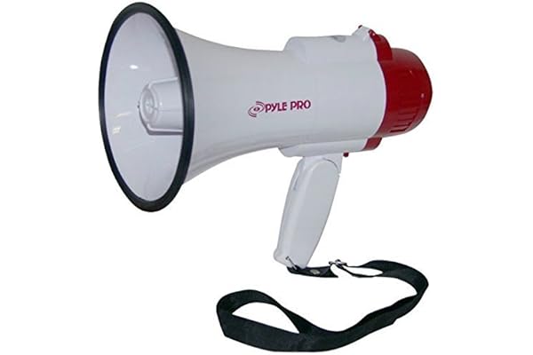 Pyle PMP35R MÉGAPHONE Rouge 30 Watt Max SIRÈNE EST Enregistrement Vocal JUSQU'À 10 Secondes AUDIBLES JUSQU'À 750 MÈTRE Ultras LÉGERS avec Courroie DE Transport AUX Batteries