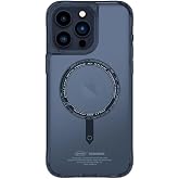 iPhone 15 Pro Max i&ccedil;in Magsafe İle Uyumlu Kılıf SkinArma Airbag Tasarımlı Şarj &Ouml;zellikli Saido Kapak Mavi