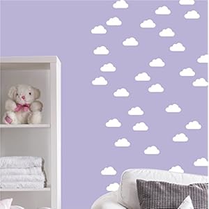 Wandaufkleber DIN A4 Bogen mit 40 mini Wolken Wandtattoo Wandsticker Sticker Wanddeko Kinderzimmer Himmel