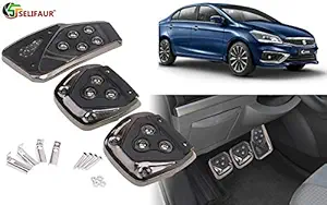 Selifaur - 3 Pcs Black Non-Slip Manual Car Pedals kit Pad Covers Set for Maruti Suzuki Ciaz 2018