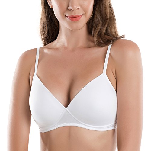Delimira - Sujetador Sin Aros Básico Liso Copa Blanda para Mujer Blanco ES:95D (EU 80D)