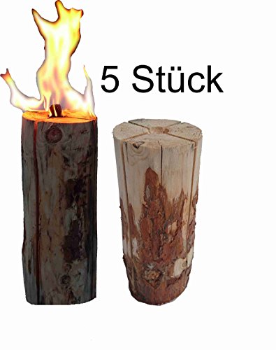 5 Stück Schwedenfeuer Baumfackel Finnenfackel Gartenfackel Höhe 35 cm Durchmesser 15-20 cm