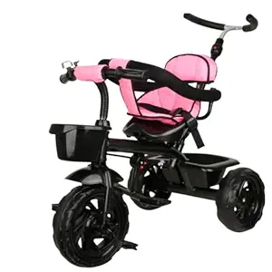 Evohome Tricycle for Kids,Smart Plug n Play Kids Ride on with Storage Space Parent Push Handle Cushion seat and Sipper for 12 Months to 60 Months Boys/Girls/Children Cycle Tricycle (Pink)