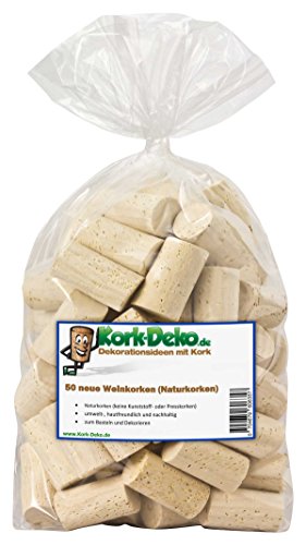 50 neue Weinkorken (Wein Korken Flaschenkorken) – Naturkorken Kork, ideal zum Basteln und Dekorieren - 2
