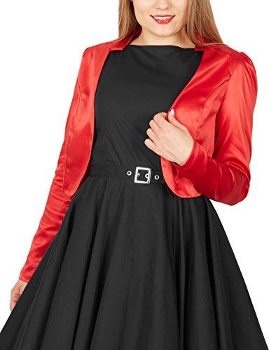 BlackButterfly Formal Satén Manga Larga Bolero Chaqueta (Rojo, ES 36 - XS)