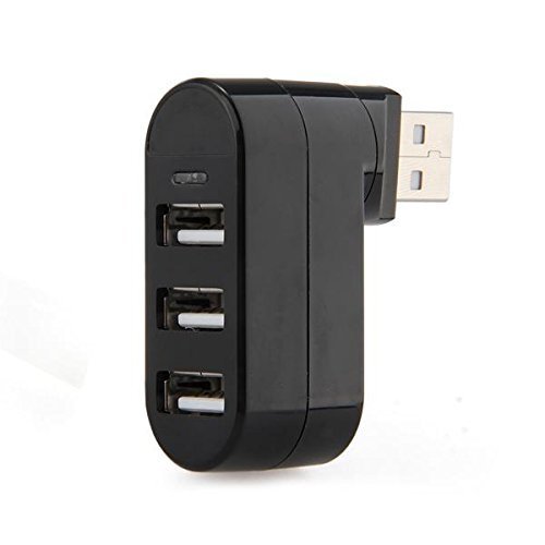 USB Hub 2.0 Ports 3 180 Grad Drehung Mini Rotate-Teiler-Adapter für PC Laptop Schwarz - 2