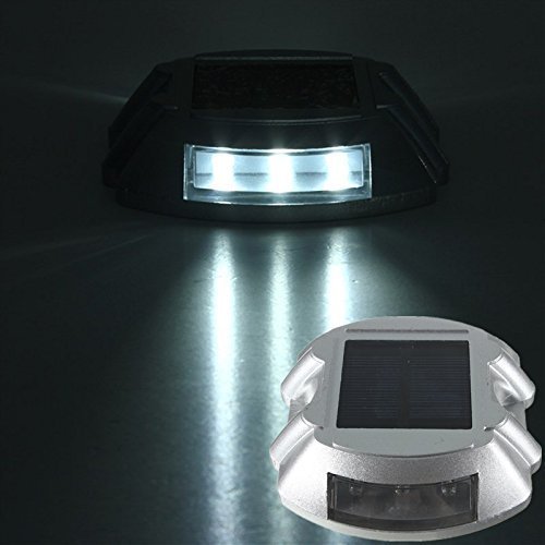 SOLMORE Solarleuchten Solar Aluminum IP65 Wasserdicht Panel 6LED Bodenstrahler Bodenleuchte Solarleuchte Solarlampe Gartenleuchte Außenleuchte Wandlampe Flurlampe Teichbeleuchtung Wasserdicht Weiß [Energieklasse A] - 2