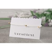 Armband Herz-Perle, Farbe Gold - Hochzeit, Junggesellinnenabschied, Gastgeschenke. Personalisierter Text, Farbauswahl