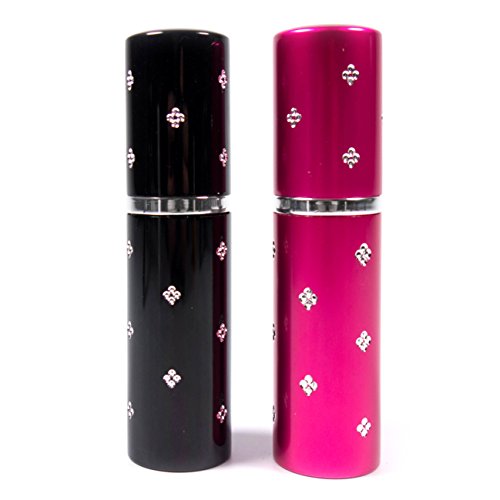 Reise Parfüm-Zerstäuber Flacon leicht nachfüllbar und perfekt für unterwegs / Reise leere Sprühflasche aus Aluminium 10ml Parfum-Zerstäuber Set in 2 Farben schwarz pink rosa - 2