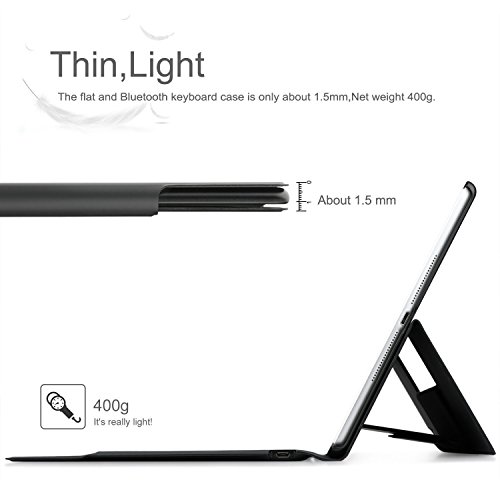 IVSO iPad Pro 12.9 2017 QWERTZ Tastatur, Wireless Bluetooth Tastatur Schutzhülle mit Standfunction Für Apple iPad Pro 12.9 2017 Tablet, Schwarz - 2