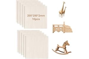 Orssmigs 10 Pièces Contreplaqué 2mm Planches Bois Brut Planche de Balsa Plaque Bois Planche de Bois Bricolage Plaque en Bois pour DIY, Peinture, Gravure, Modélisme (200 X 200 X 2mm)