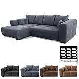 microfaser couch Hochwertig verarbeitetes Big Sofa mit Longchair, aufwendiger Kontrastgarn-Steppung und losen Rückenkissen fürs Wohnzimmer