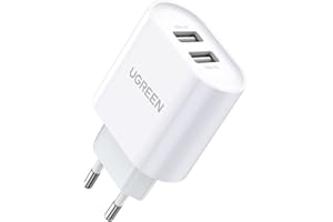 UGREEN Chargeur Secteur USB 2 Ports 17W 3.4A avec Technologie Intelligente Compatible avec Liseuses Tablettes iPad iPhone TV Stick Smartphones Samsung Xiaomi Wiko HTC et plus encore (Blanc)