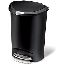 Simplehuman CW1355 Poubelle semi-ronde à pédale Noir 50 l