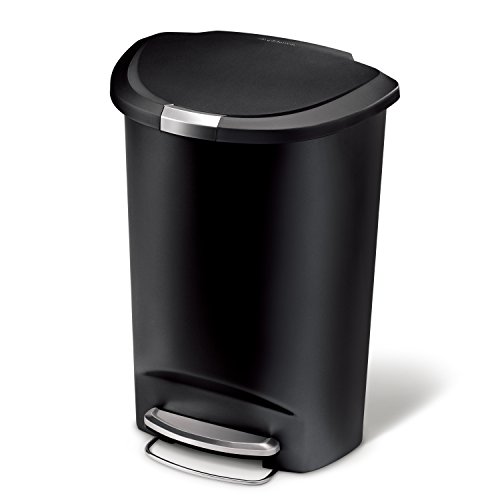 Simplehuman CW1355 Poubelle semi-ronde à pédale Noir 50 l