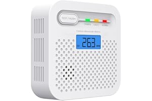 RISOON Detector de monóxido de Carbono, batería de 3 años, CE-EN 50291, Pantalla LCD, Alarma de 85 dB, Ideal para Apartamentos Grandes, Casas de Vacaciones