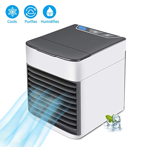ZEHNHASE Aire Acondicionado, Ventilador de enfriamiento de Escritorio portátil, humidificador Multifuncional y purificador con 7 Colores de Luces LED