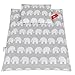 Produktbild BABYLUX 2 tlg. Set Bezug für Kinderwagen Stubenwagen oder Wiege Garnitur Bettwäsche Kissen Decke 60 x 78 cm (92. Elefanten Grau)