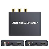 ARC (Audio Return Channel): Extractor des Audios von TV zu Verstärker oder Soundbar. Verbinden Sie Ihren TV HDMI(ARC) Port zu Audio-Adapter HDMI-Ausgang über HDMI-Kabel, dann optisches Kabel/L/R oder 3,5 mm Kopfhörer an die Soundbar, Lautsprecher, Heimkino, A/V-Receiver usw.