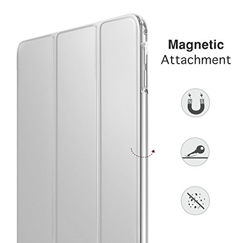 MoKo Hülle für Neu iPad Pro 12.9 2017 – PU Leder Tasche Schutzhülle Schale Smart Case mit Translucent Rücken Deckel, mit Auto Schlaf / Wach Funktion und Stanfunktion für Apple New iPad Pro 12.9 Zoll 2017 Tablet, Silber - 8