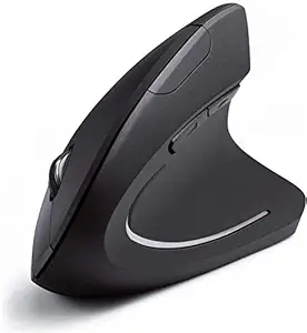 Rechargeable Ergonomic Wireless Mouse, 2.4G USB Vertical Ergonomic Mouse with 6 Buttons 3 Adjustable DPI 800/1200/1600 Levels Compatible with Computer, Desktop, Laptop, PC, Mac- Black