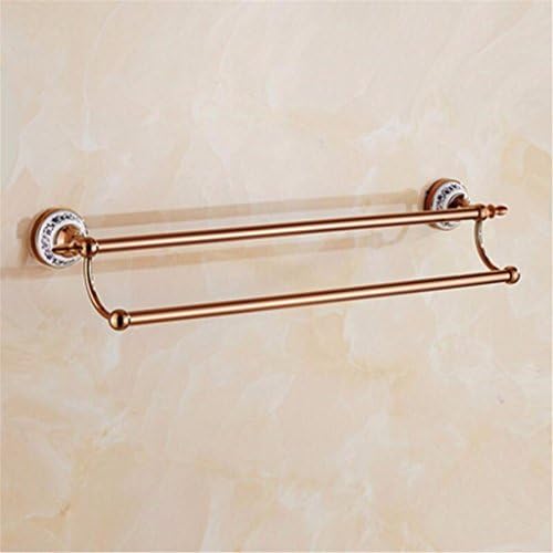 Qianmo-Bathroom Racks Bathroom Double Towel Racks Blue And White Porcelain Rose Gold Bullet Double Rod Towel Bar European Rose Gold Gold Storage Hardware Pendant