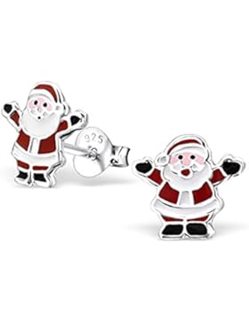 Mini-Ohrringe im Weihnachtsmann-Design, Sterlingsilber,